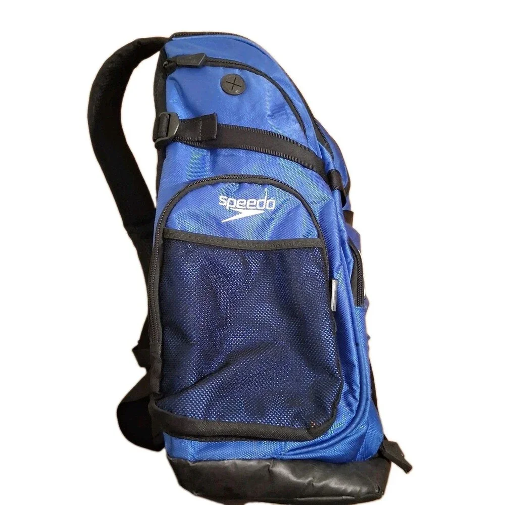 Speedo Teamster 35L Swim Backpack Blue Black Swim Gear Bag Wet Pocket Dirt Bag
